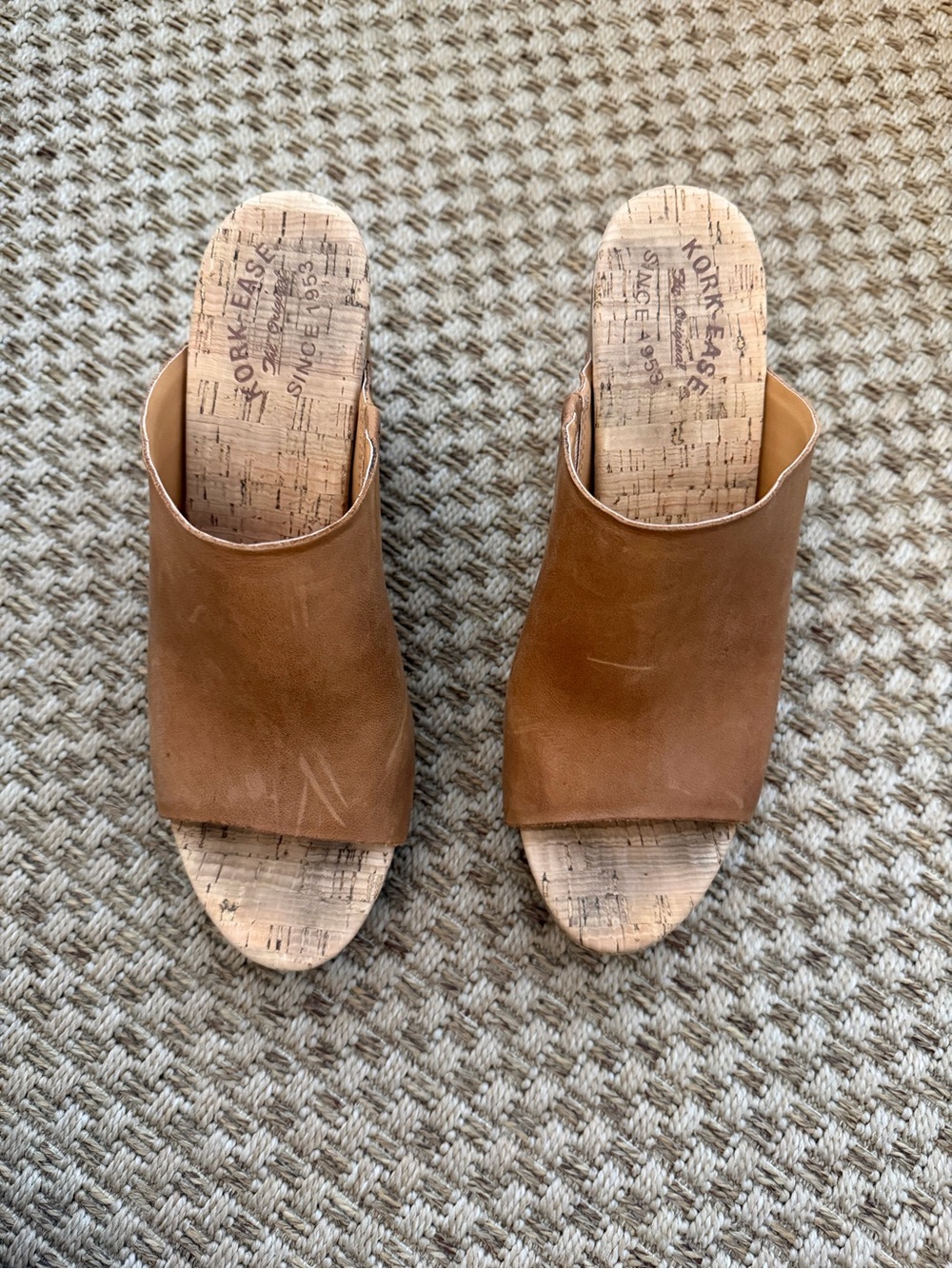 Kork-Ease Tan Leather Cork Slide Mules